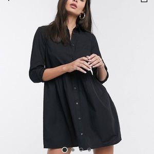 Cotton Mini Smock Shirt Dress